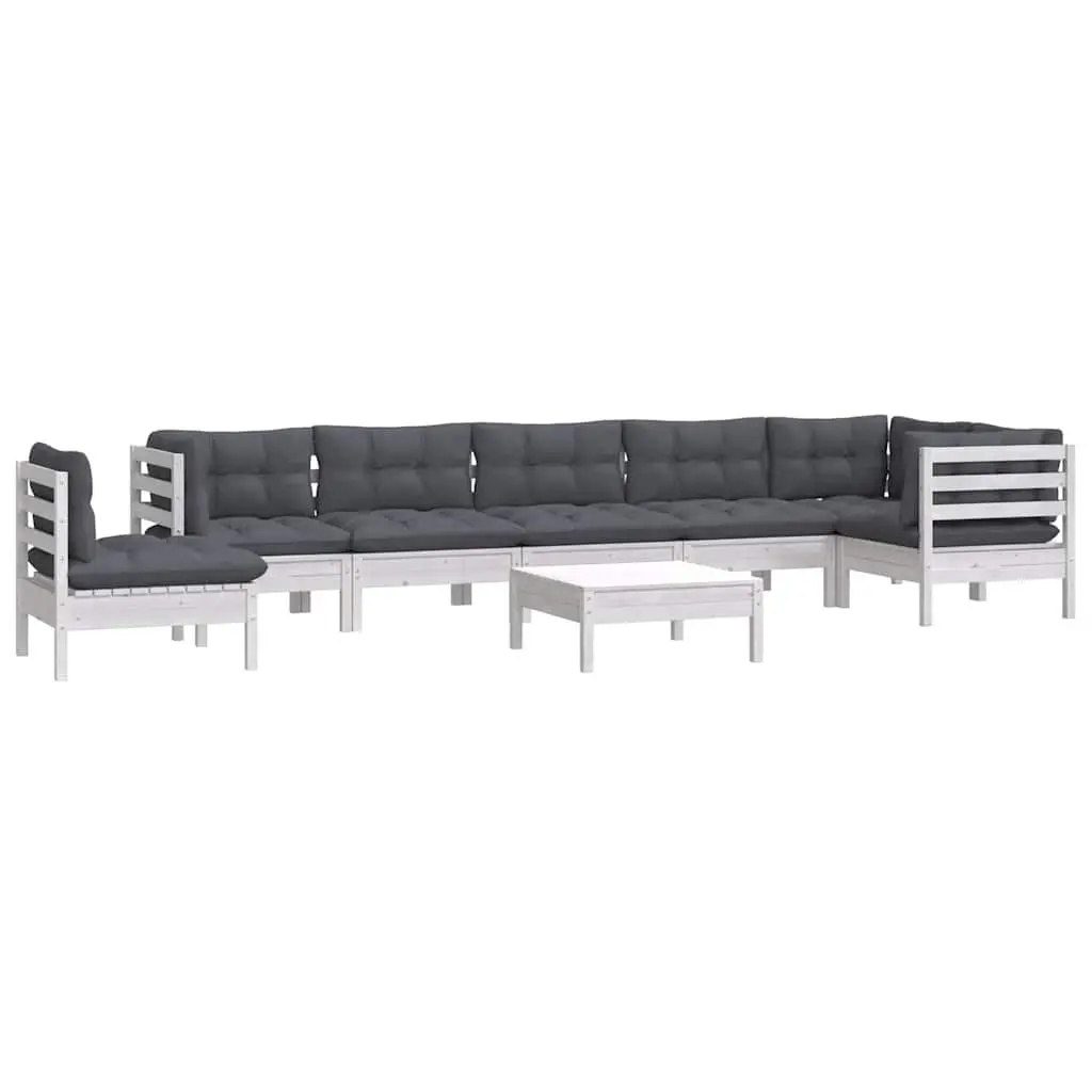 Garden Lounge Set 9 Piece Outdoor Furniture Patio Sofa White Pinewood