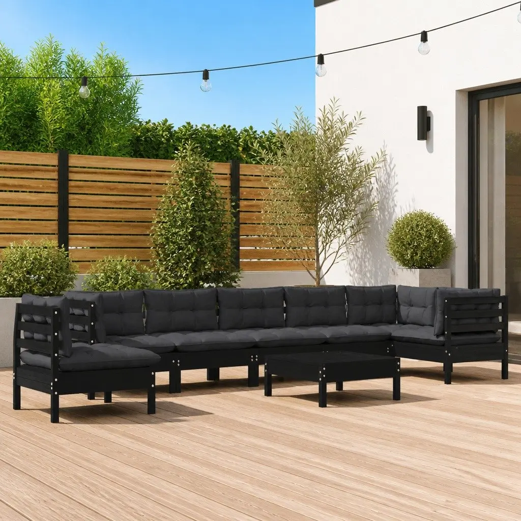Black Pinewood Garden Lounge Set for Relaxation