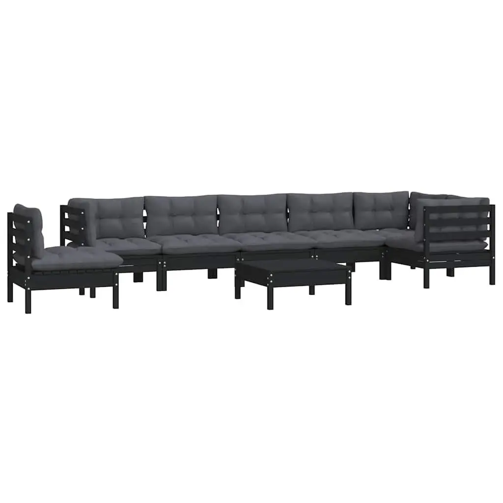 Black Pinewood Garden Lounge Set for Relaxation