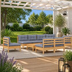 Value-Driven Outdoor Lounge Set: 11 Pieces of Pinewood