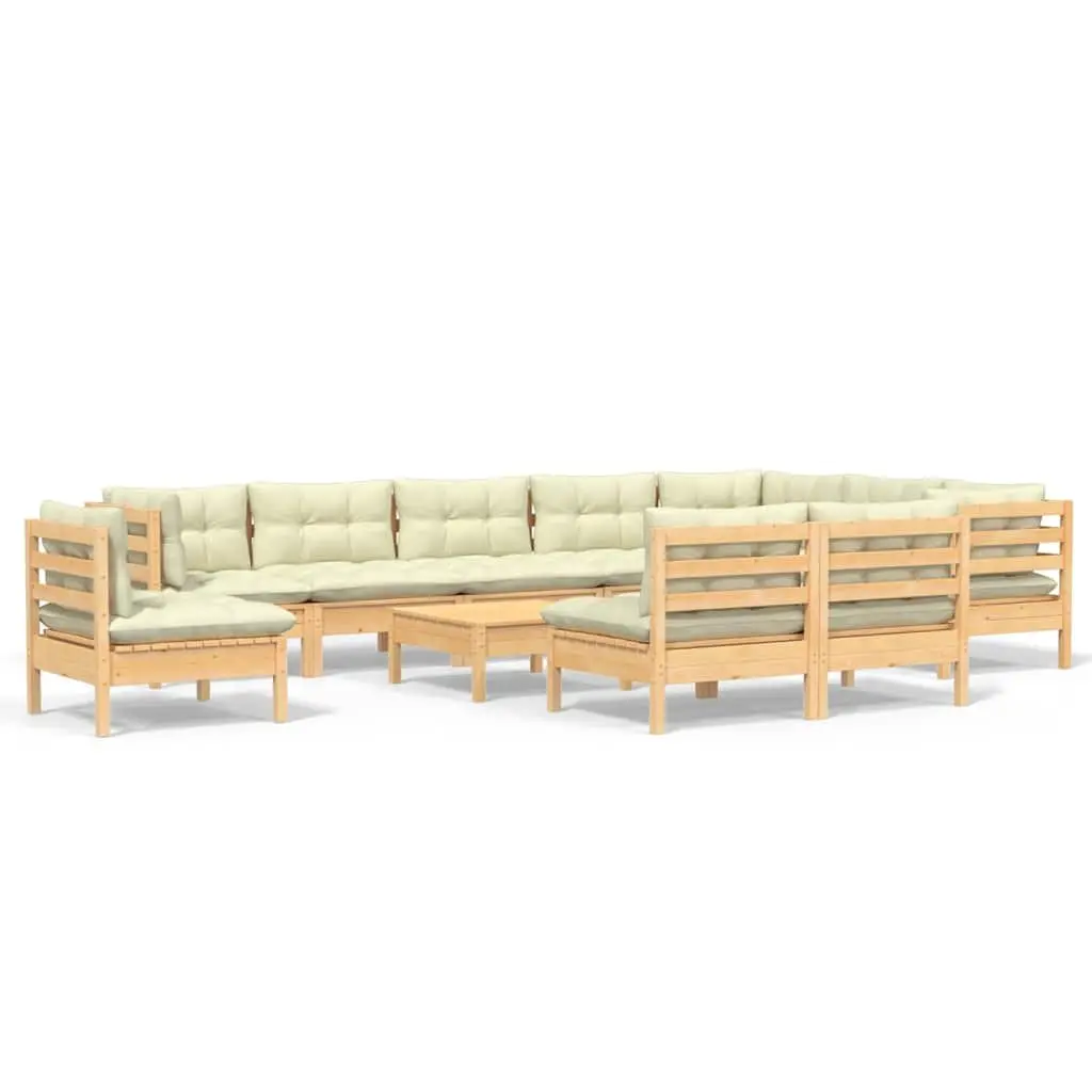 11 Piece Lounge Set with Solid Pinewood Construction
