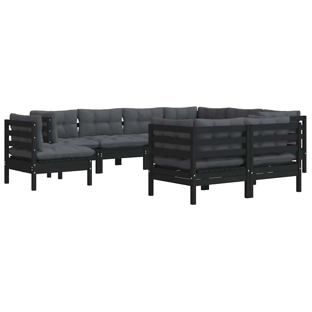 Garden Lounge Set 9 Piece Outdoor Patio Furniture Modular Black