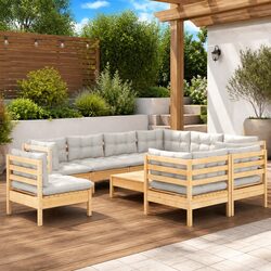 Reliable 10 Piece Garden Lounge Set with Cream Cushions
