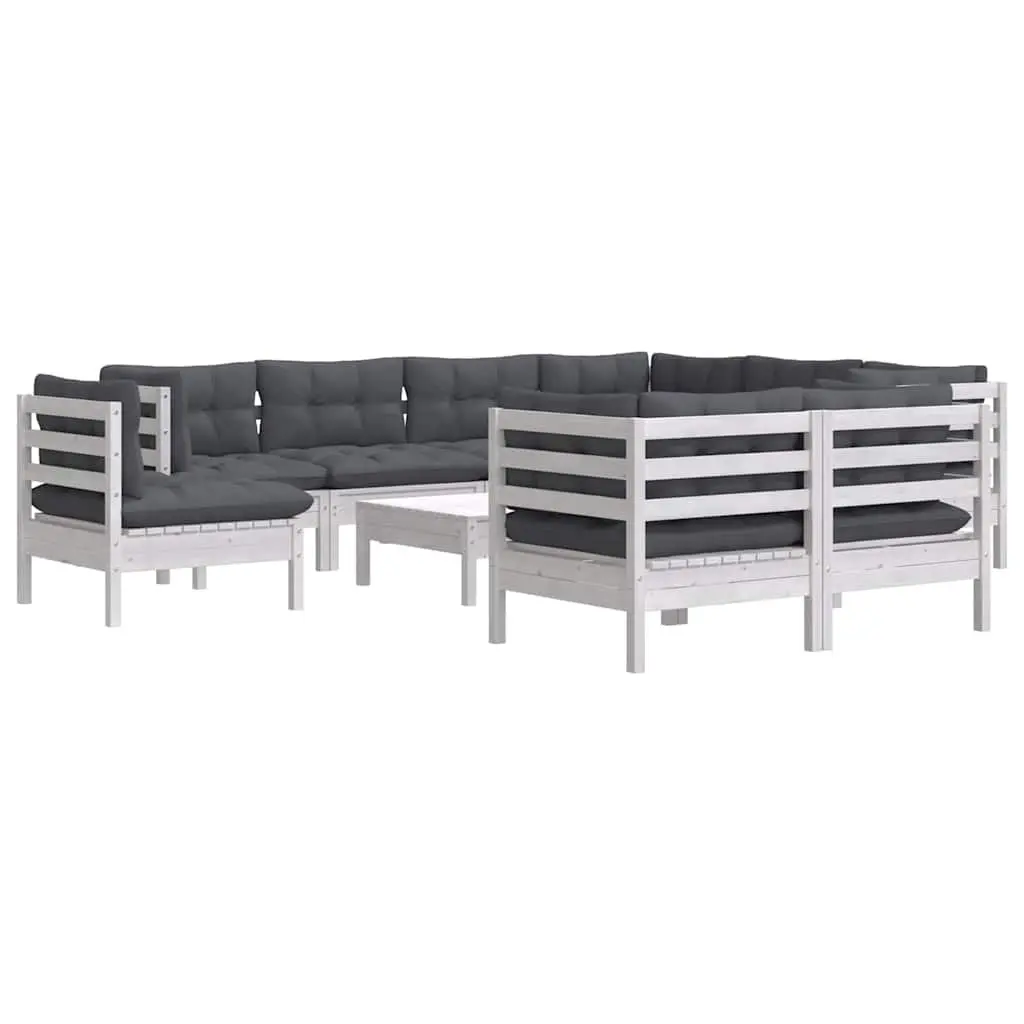 Garden Lounge Set 10 Piece Outdoor Patio Furniture Modular White