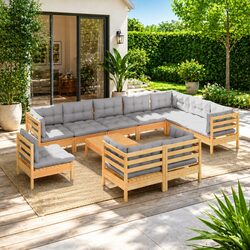 Comfortable Modular Lounge Set with Pinewood Base