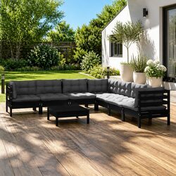 Comfortable and Reliable 8 Piece Black Lounge Set
