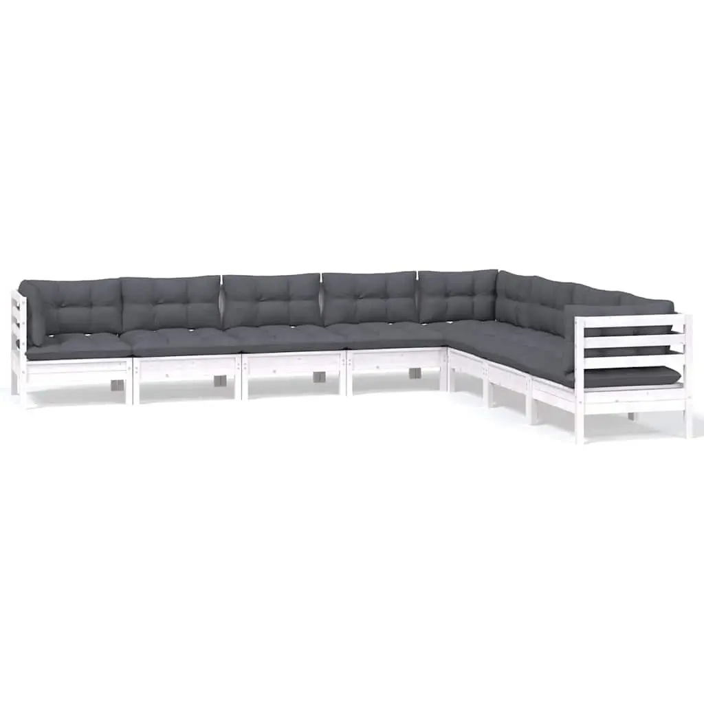 8-Piece Lounge Set in White Pinewood