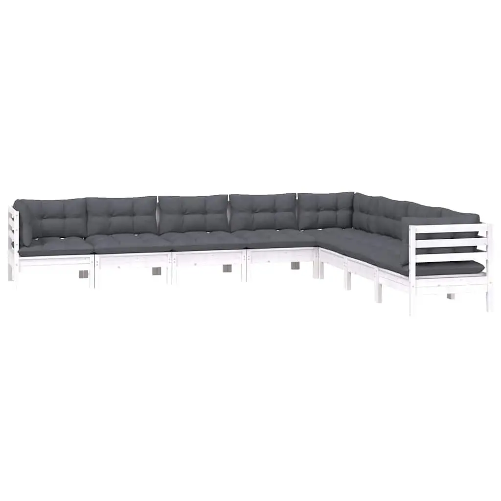 8-Piece Lounge Set in White Pinewood