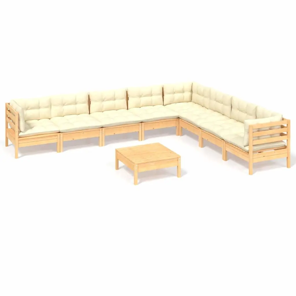 Garden Lounge Set 9 Piece Outdoor Furniture Patio Sectional Cream