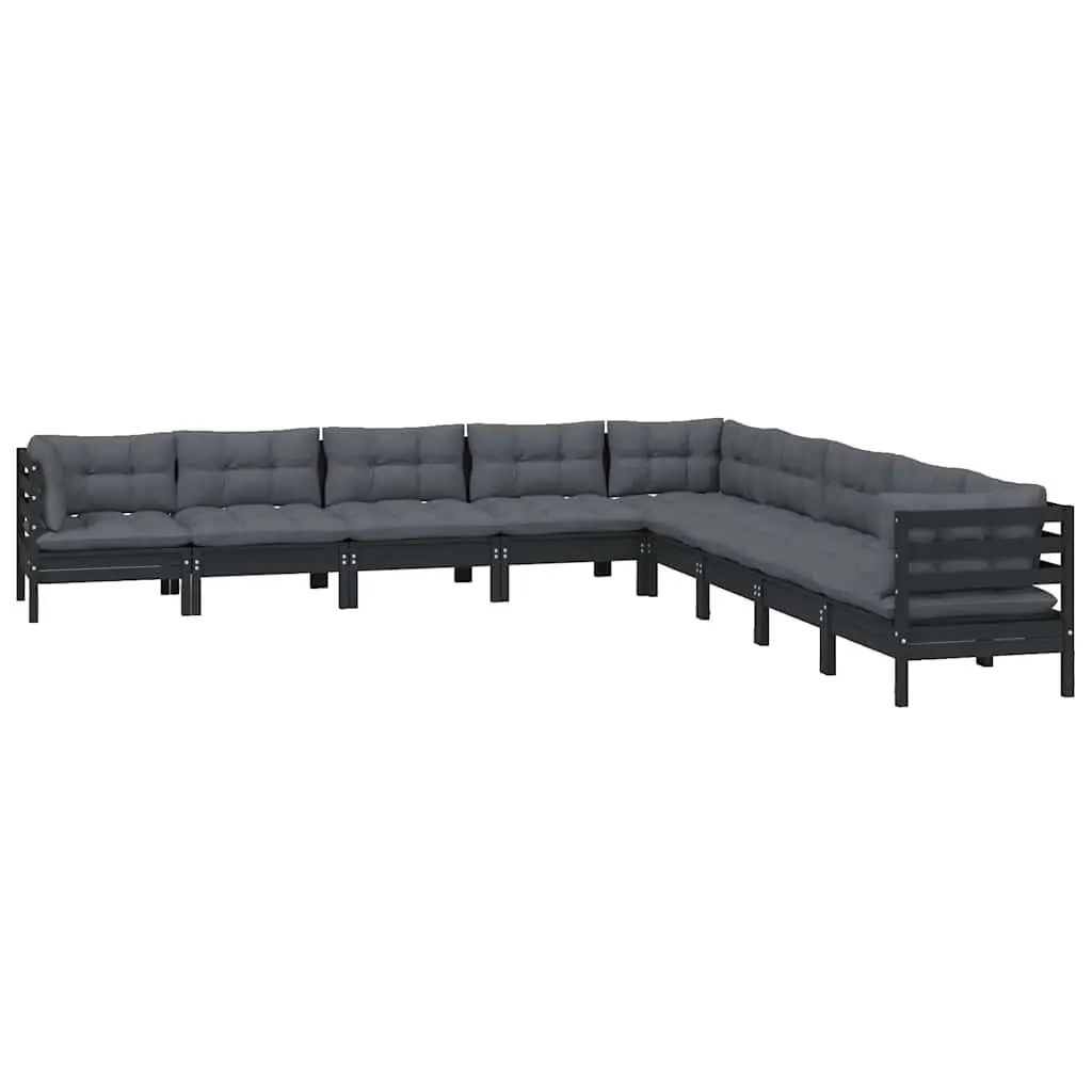 Garden Lounge Set 9 Piece Outdoor Patio Furniture Cushions Black Modular