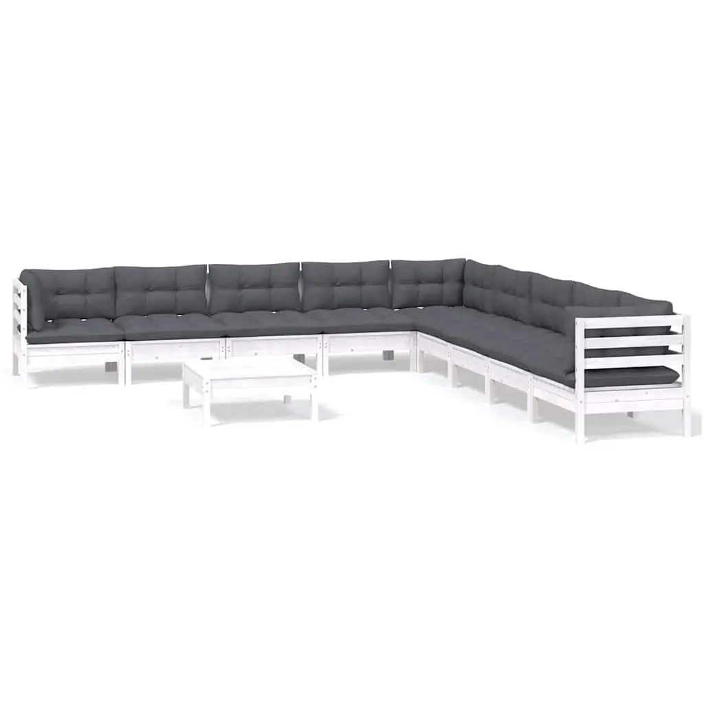 Garden Lounge Set 10 Piece Outdoor Patio Furniture Modular White