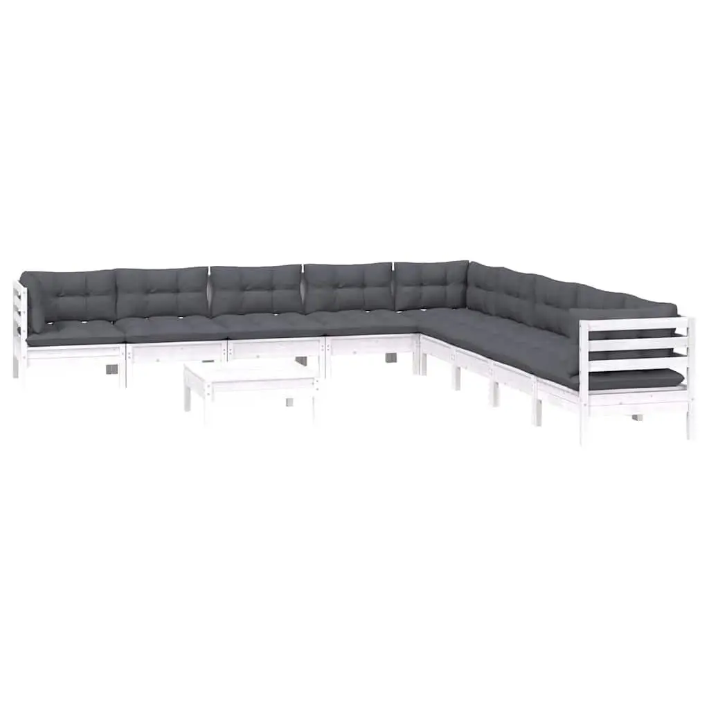 Garden Lounge Set 10 Piece Outdoor Patio Furniture Modular White