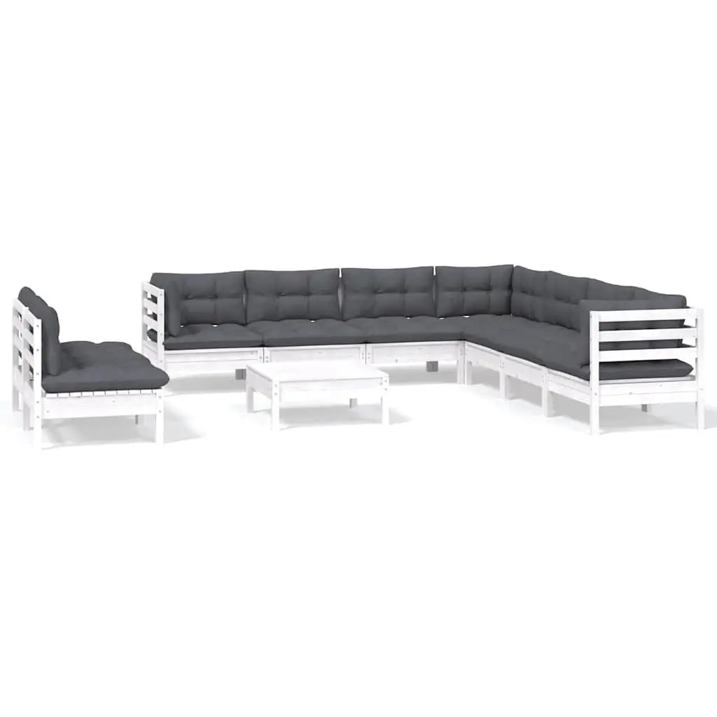 Garden Lounge Set 10 Piece Outdoor Patio Furniture White Modular