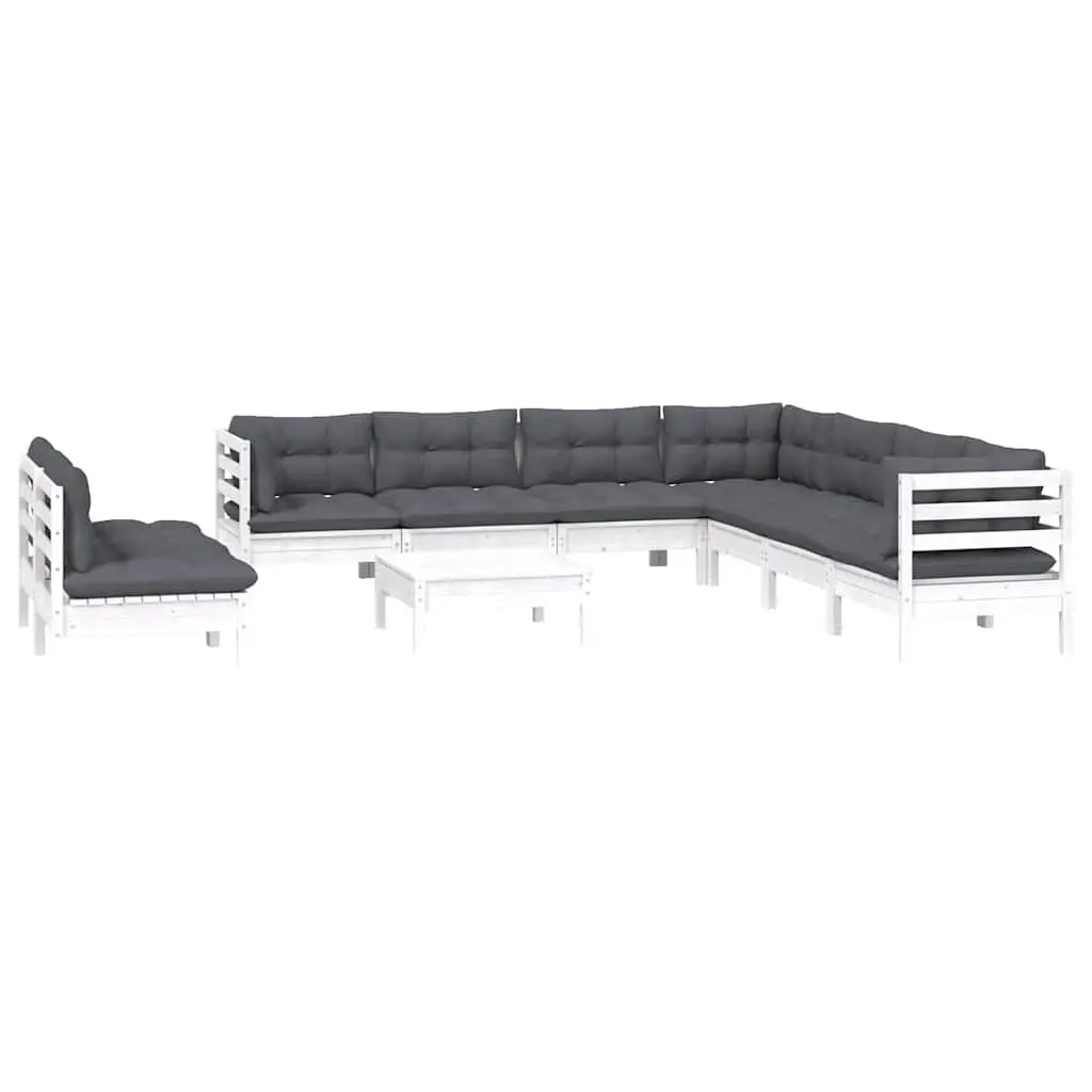 Garden Lounge Set 10 Piece Outdoor Patio Furniture White Modular