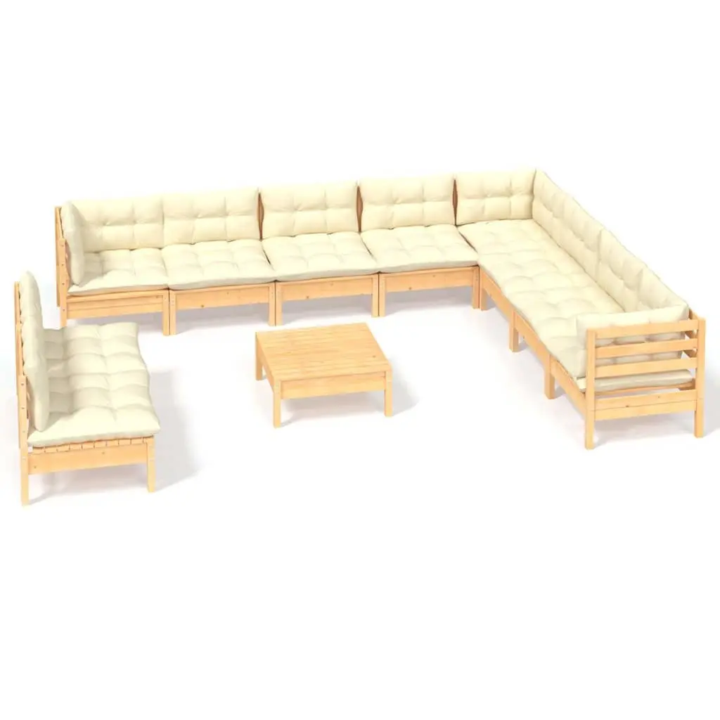 Garden Lounge Set 11 Piece Outdoor Furniture Patio Seating Cream Cushions