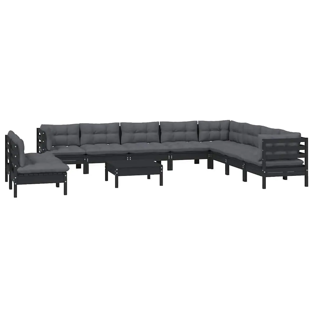 11 Piece Garden Lounge Set Modular Outdoor Patio Furniture Black