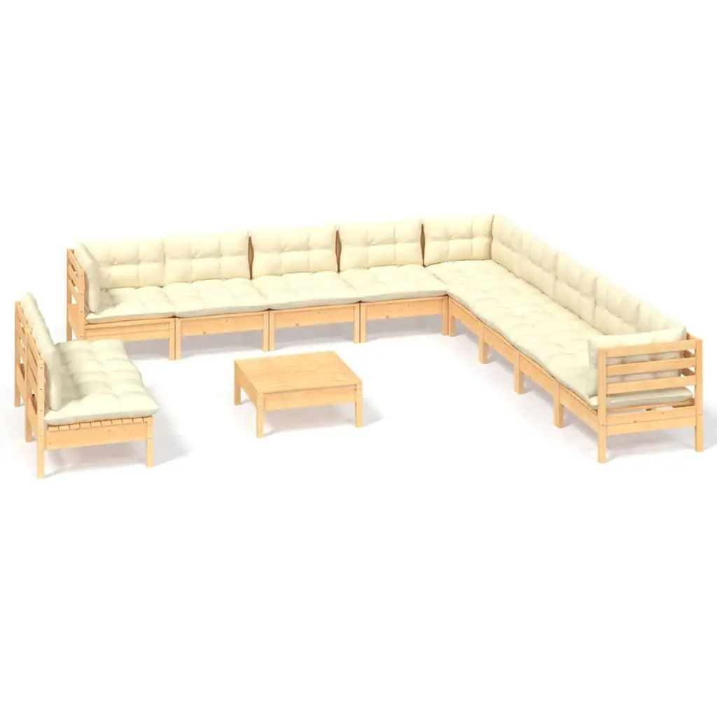 Garden Lounge Set 12 Piece Outdoor Furniture Patio Modular Seating Cream