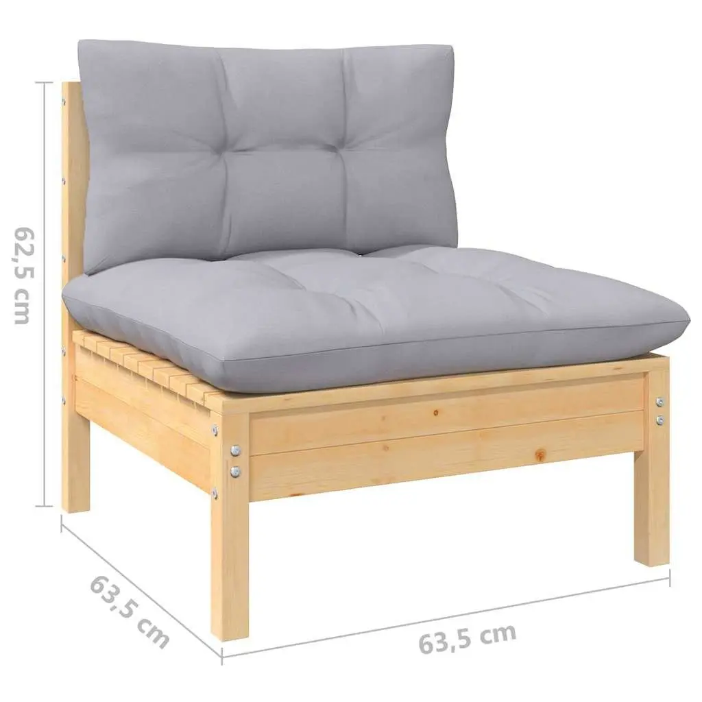 Garden Lounge Set 12 Piece Outdoor Patio Furniture Solid Pinewood Grey Cushions