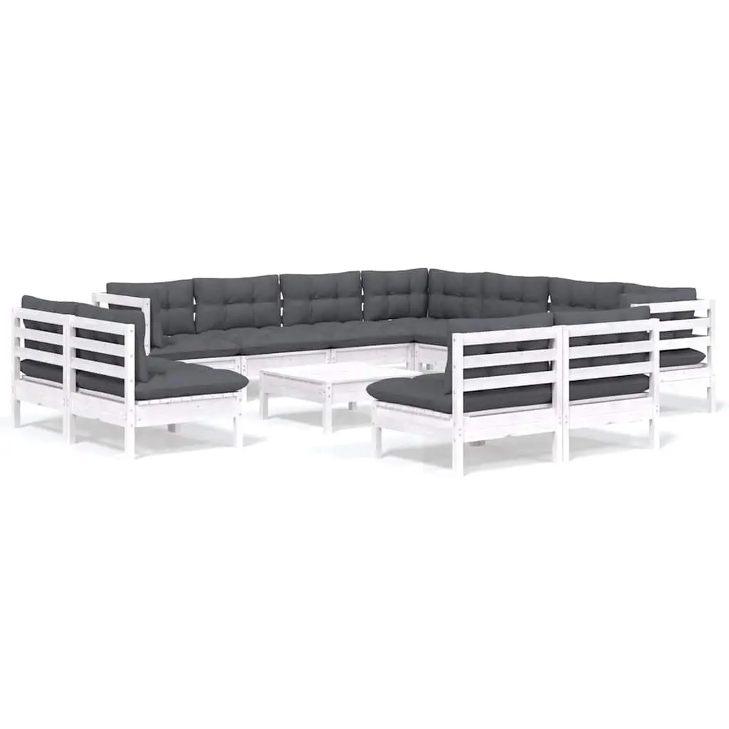 Garden Lounge Set 12 Piece Outdoor Furniture White Cushions Patio Seating