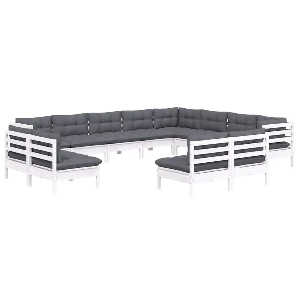 Garden Lounge Set 12 Piece Outdoor Patio Furniture White Modular Sectional