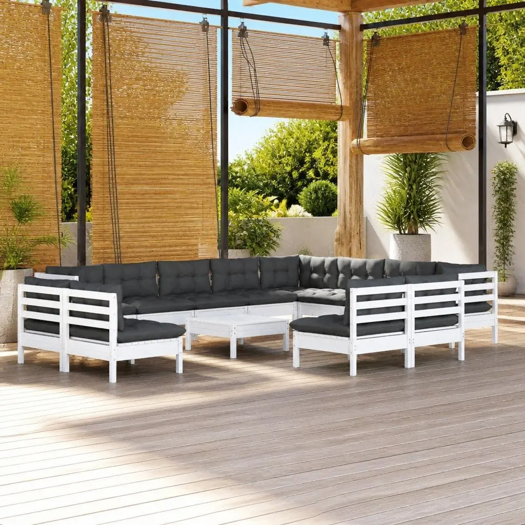 Garden Lounge Set 13 Piece Outdoor Patio Furniture White Modular