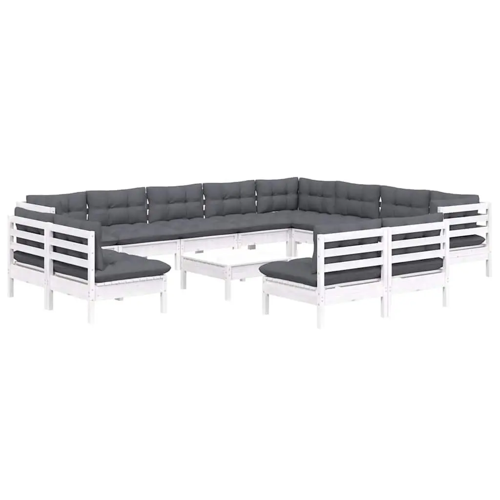 Garden Lounge Set 13 Piece Outdoor Patio Furniture White Modular