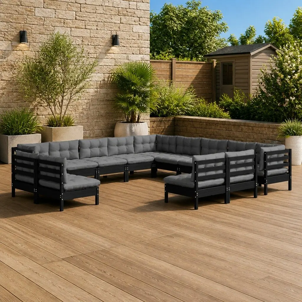 Garden Lounge Set 13 Piece Outdoor Patio Furniture Black Modular