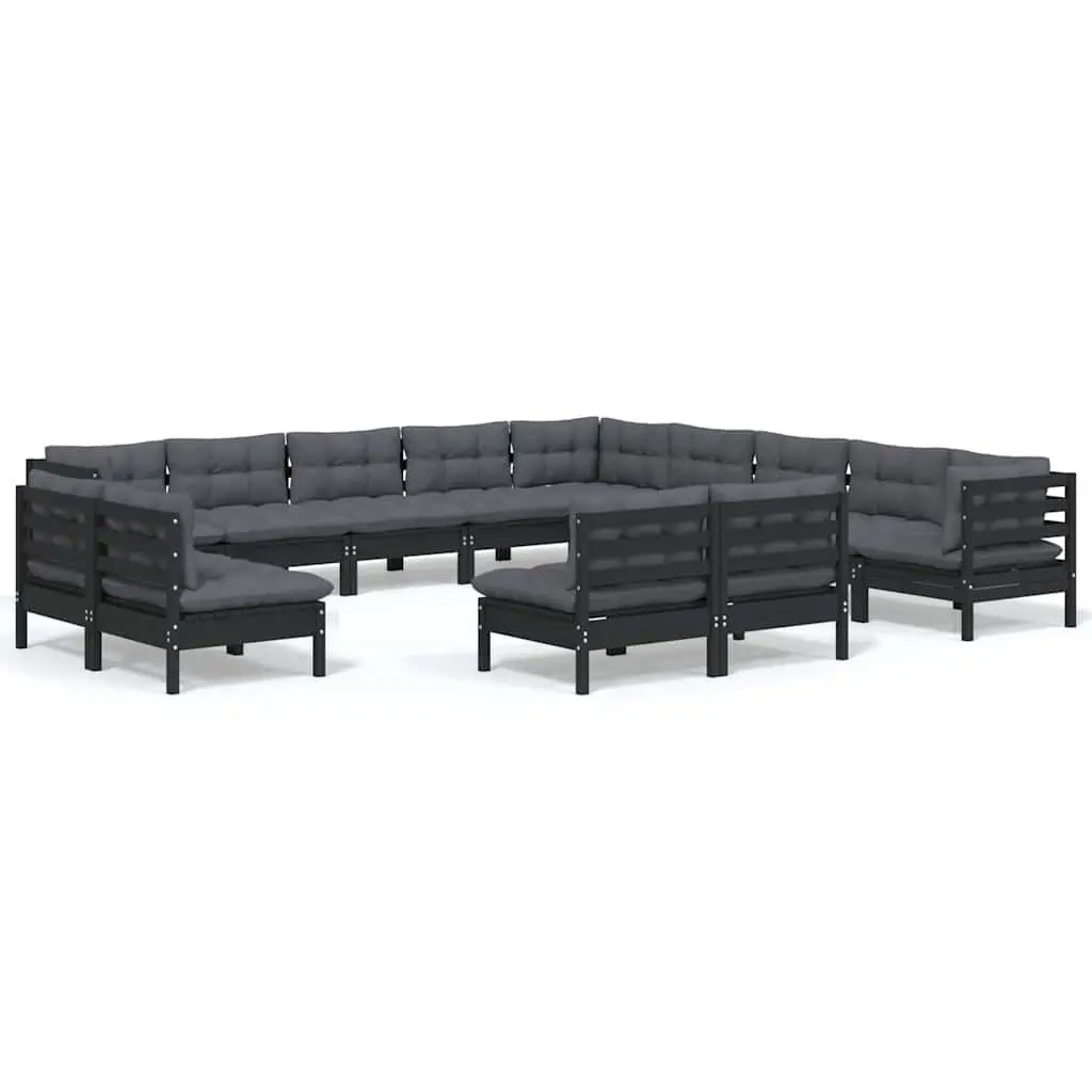 Garden Lounge Set 13 Piece Outdoor Patio Furniture Black Modular