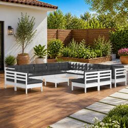 Comfortable 14 Piece White Patio Set for Outdoor Use