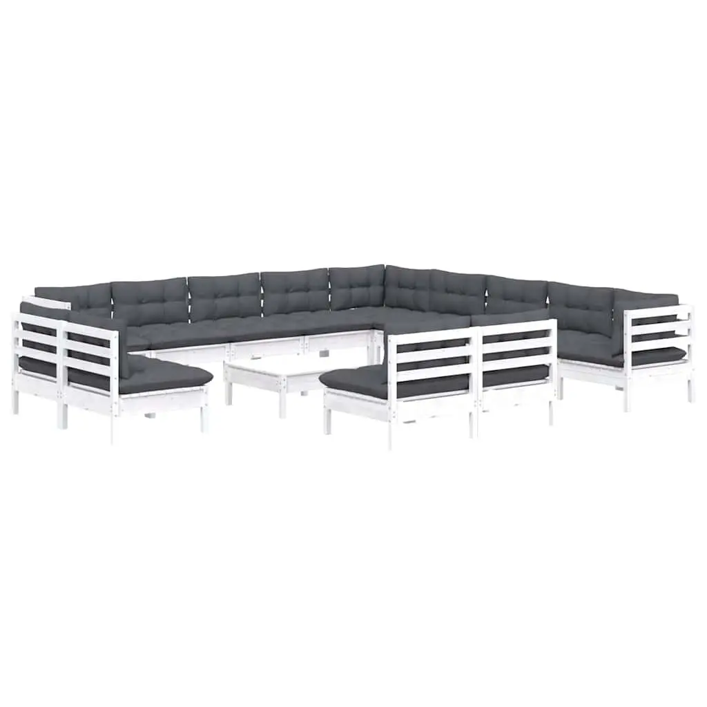 Garden Lounge Set 14 Piece Outdoor Patio Furniture Cushions White