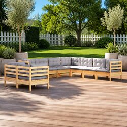 Value-Driven 9 Piece Garden Lounge Set with Grey Cushions