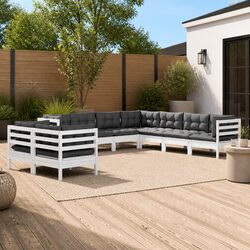 Reliable Comfort with 9-Piece White Lounge Set for Outdoors