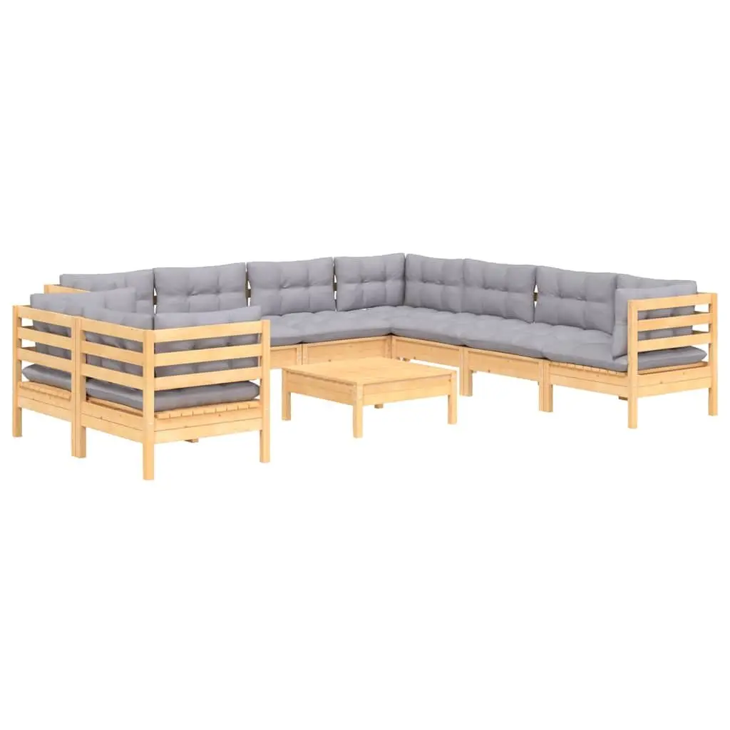 Garden Lounge Set Modular Sofa Outdoor Furniture 10 Piece Grey Cushions