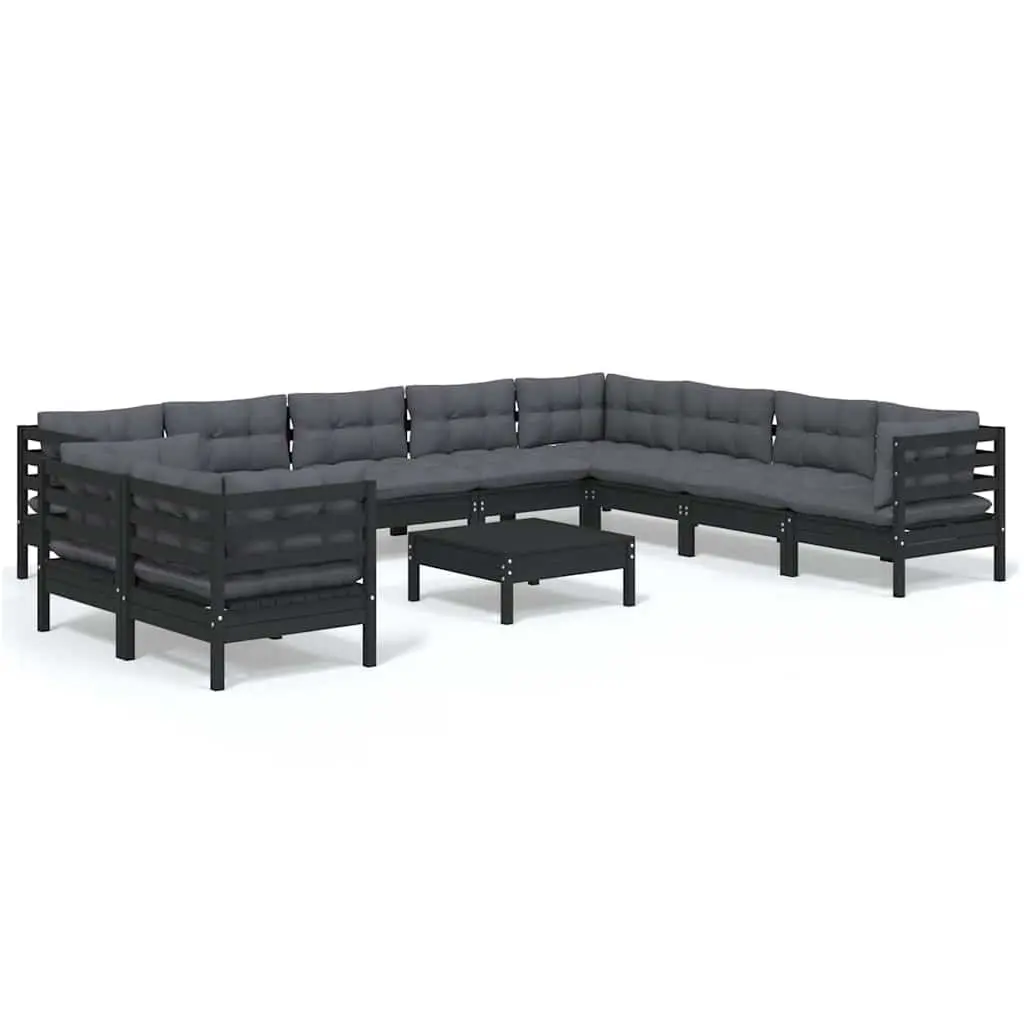 11-Piece Lounge Set with Cushions for Outdoor Comfort