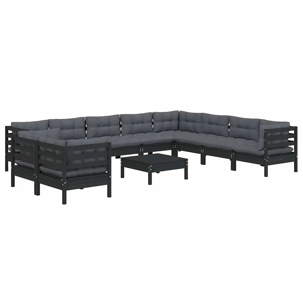 11-Piece Lounge Set with Cushions for Outdoor Comfort