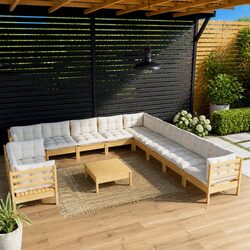 Comfortable 12-Piece Garden Lounge Set with Cream Cushions