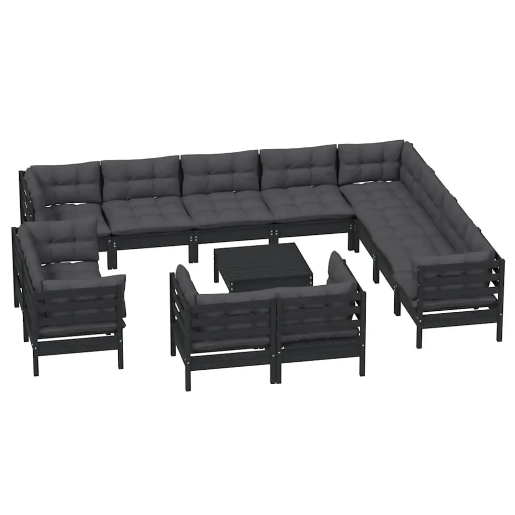 Garden Lounge Set Modular Outdoor Furniture 13 Piece Black