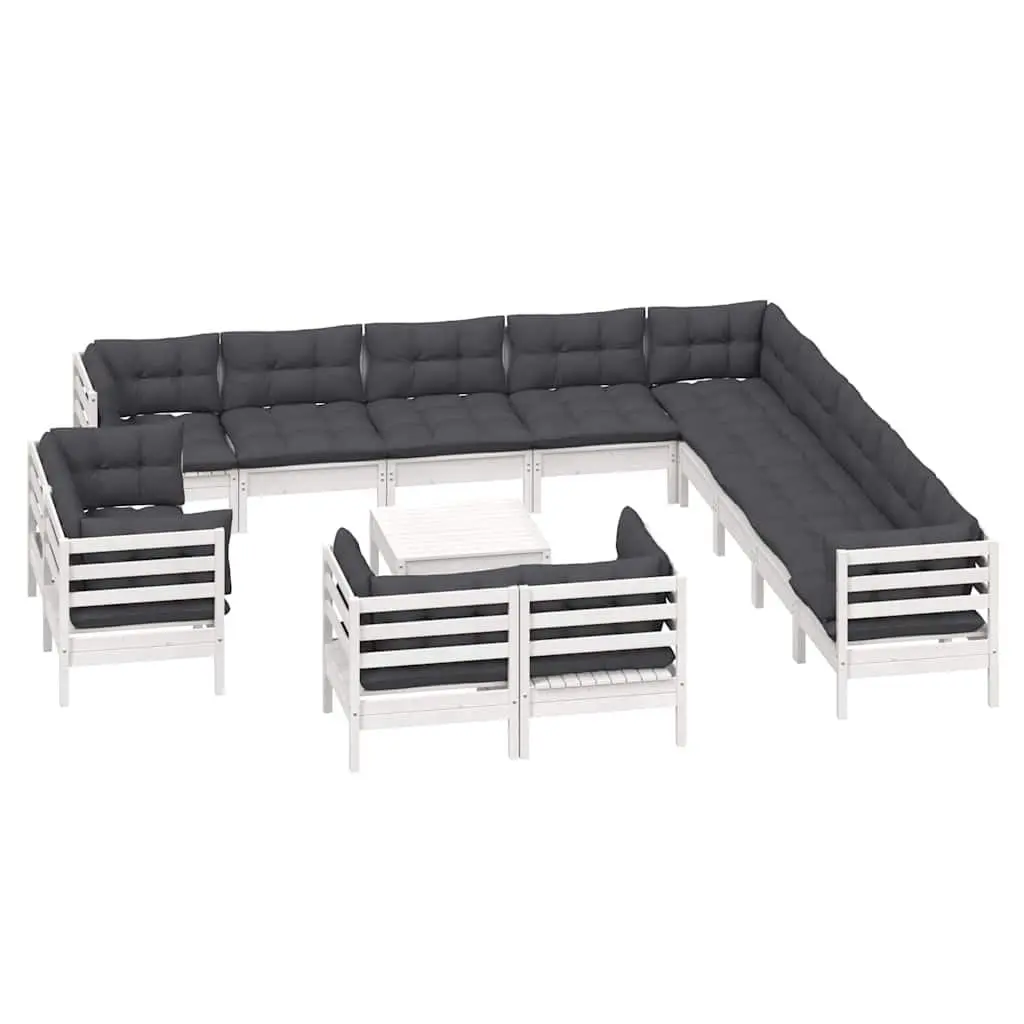 Garden Lounge Set 14 Piece Outdoor Patio Furniture Modular White