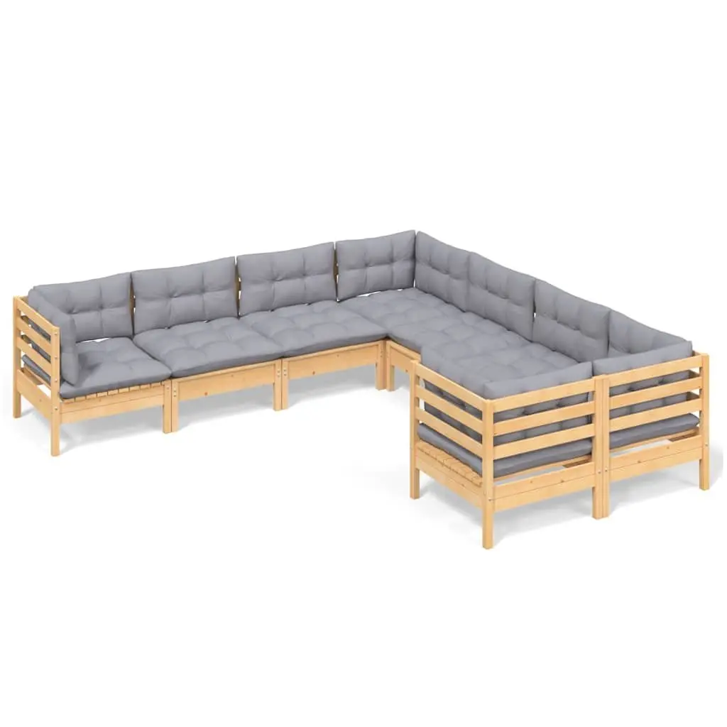 Garden Lounge Set 8 Piece Outdoor Patio Furniture Grey Cushions Modular