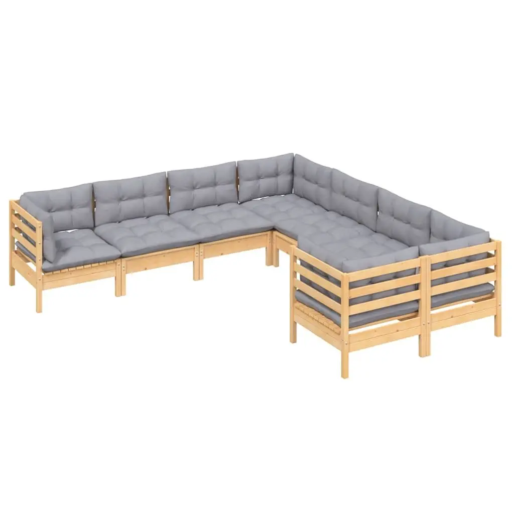 Garden Lounge Set 8 Piece Outdoor Patio Furniture Grey Cushions Modular