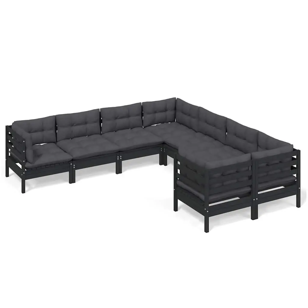 Garden Lounge Set 8 Piece Outdoor Patio Furniture Black Modular