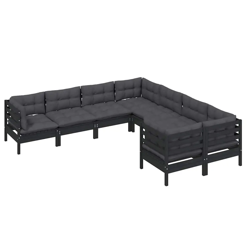Garden Lounge Set 8 Piece Outdoor Patio Furniture Black Modular