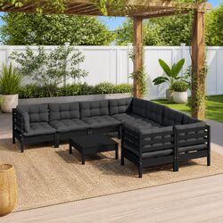 Comfortable and Durable 9 Piece Black Lounge Set