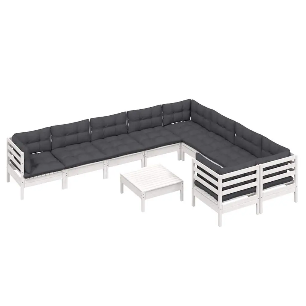 10-Piece White Lounge Set for Outdoor Use
