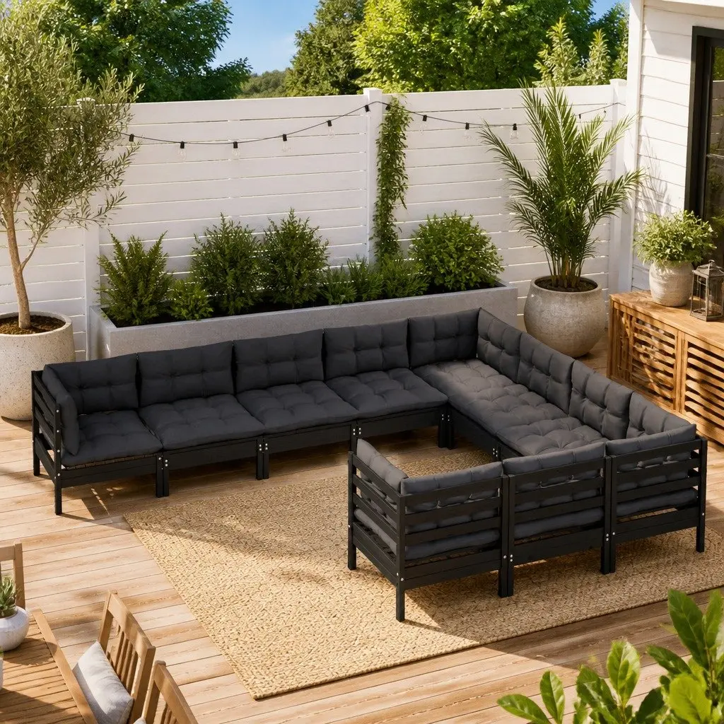 10-Piece Outdoor Lounge Set with Cushions