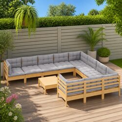 Comfortable 11 Piece Lounge Set for Outdoor Enjoyment