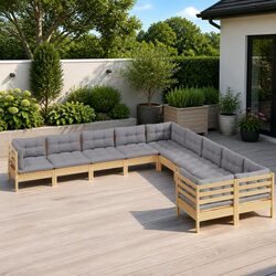 Comfortable and Practical 10-Piece Garden Lounge Set
