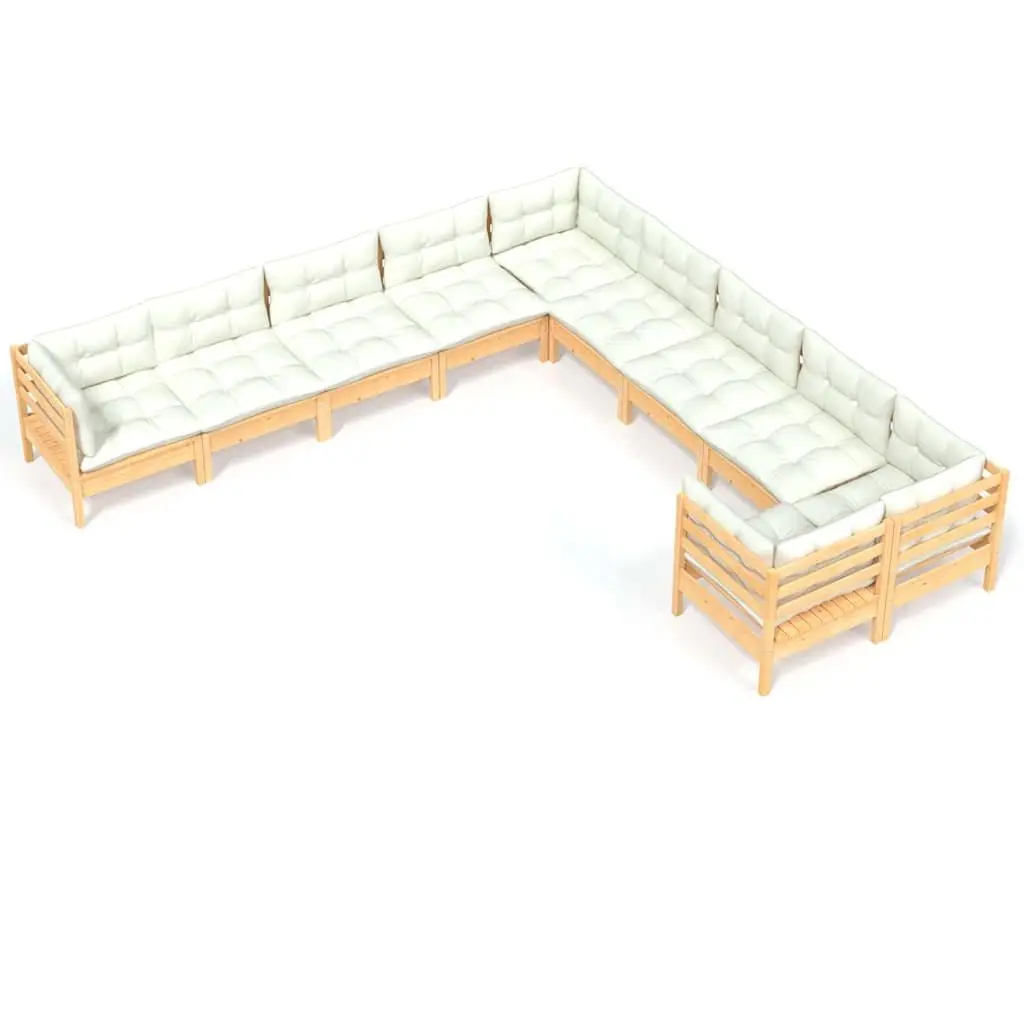 Garden Lounge Set Modular Sofa Outdoor Patio Furniture 10 Piece Cream Cushions