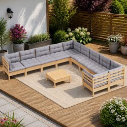 Reliable 11-Piece Garden Lounge Set with Cushions