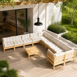 Reliable 11 Piece Pinewood Lounge Set with Comfort in Mind
